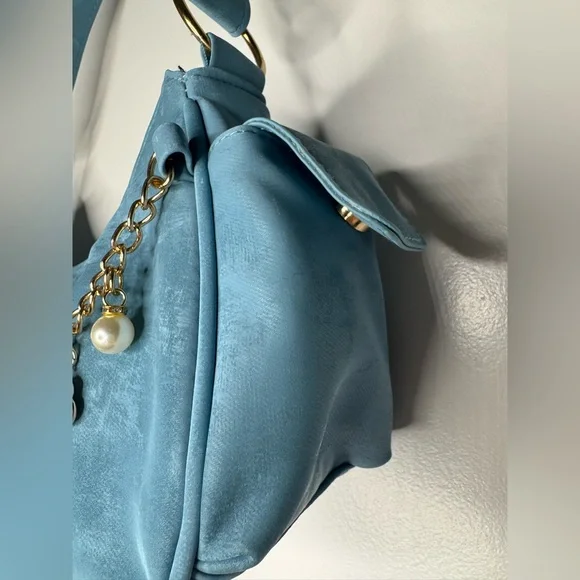 Aeropostale Light Blue Shoulder Bag with Charm Detail purse charms Y2K style - Picture 4 of 10